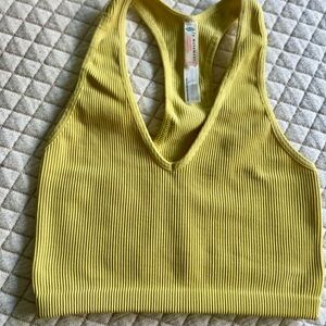FP Movement by Free People Ribbed Racerback Sports Bra - Yellow/Chartreuse XS